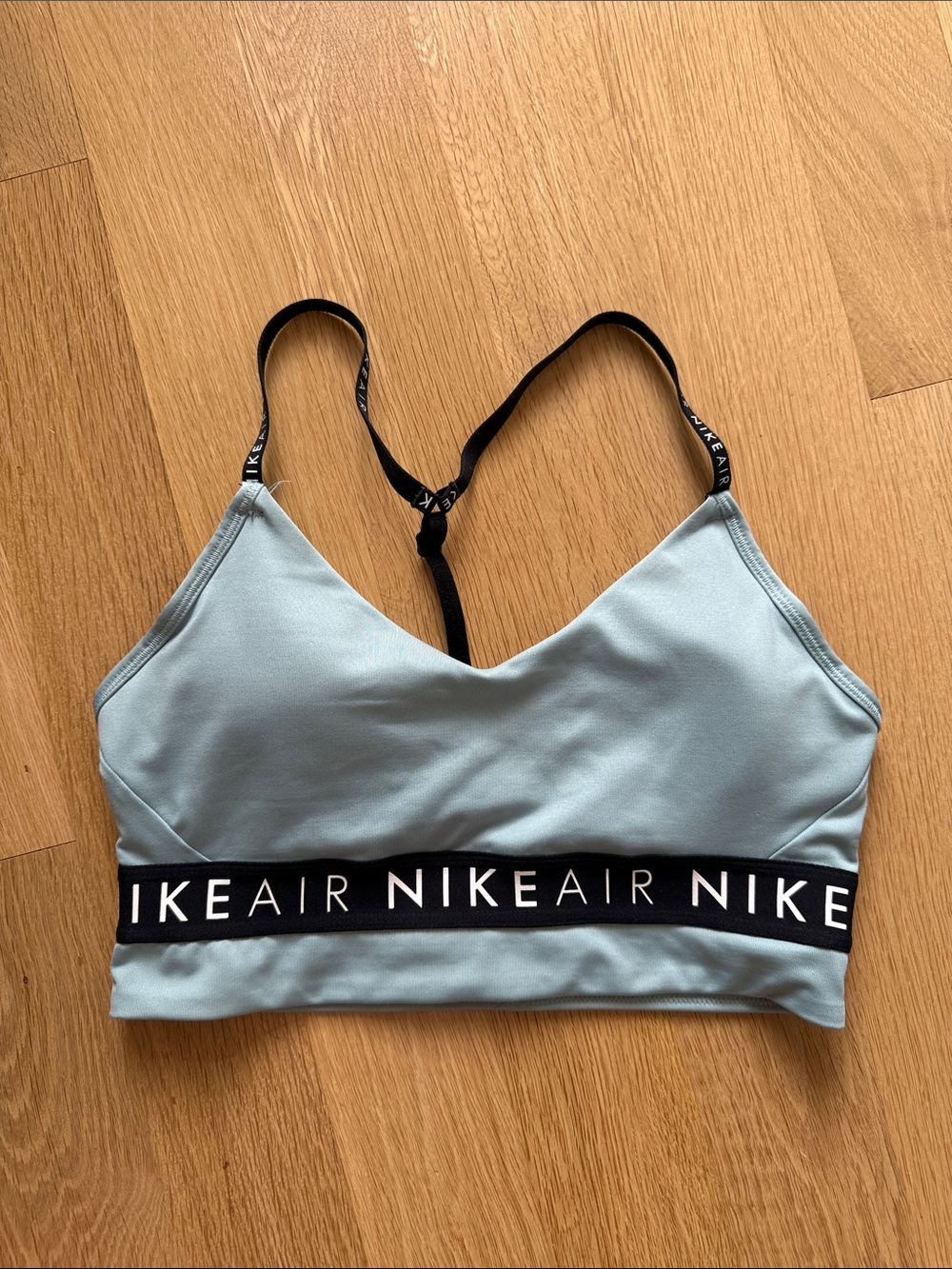 Nike Air Light Blue Sports Bra with Black Logo Band